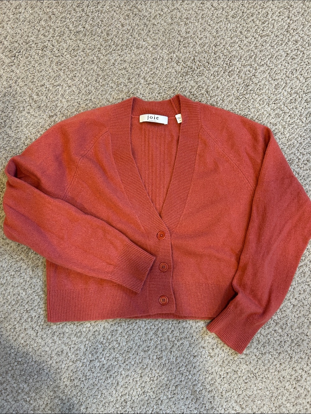 Joie Women's Cashmere Rust-Red Button Cardigan